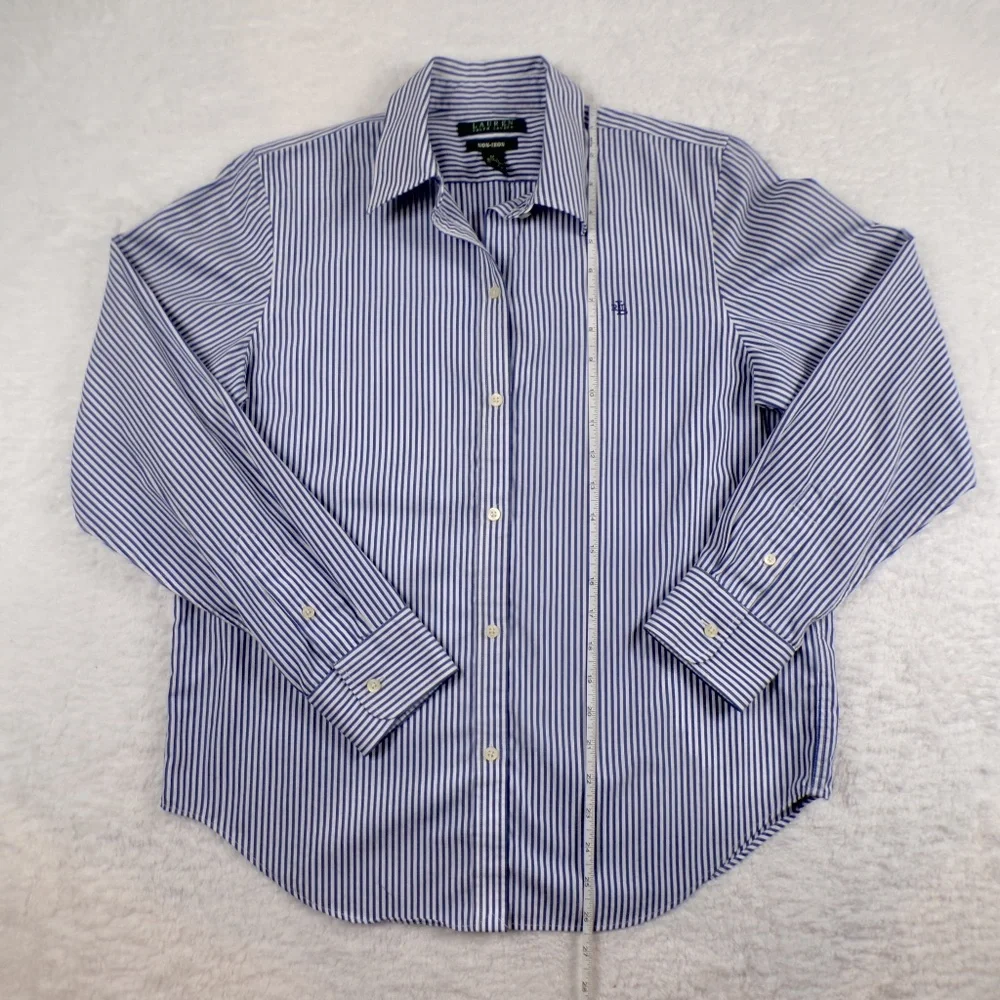 Lauren Ralph Lauren Men's Blue/White Striped Dress Shirt Size Medium - Picture 2 of 8